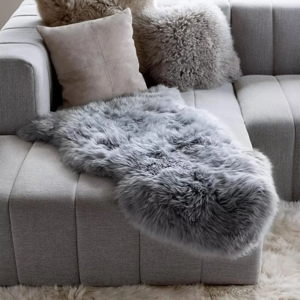 New Premium Genuine Sheepskin Rug Grey Real Australia Sheepskin Natural Lambskin